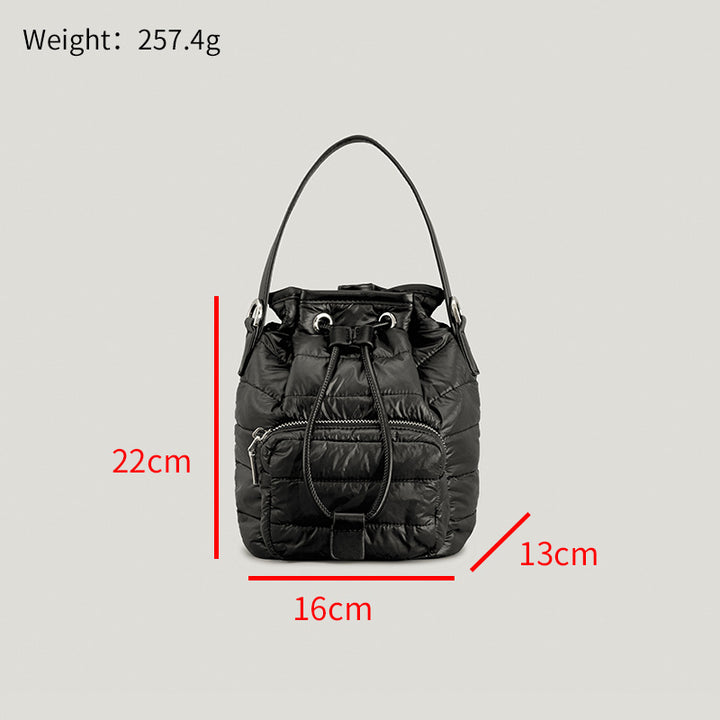 Retro Down Cotton Women's Bucket Bag Niche Nylon-Women's Bags-Zishirts