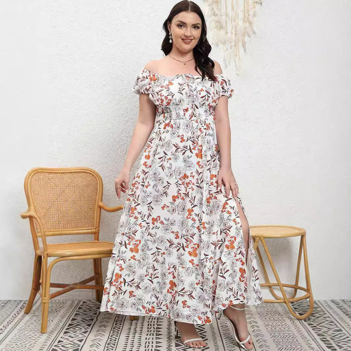 New Plus Size Floral Dress-Lady Dresses-Zishirts