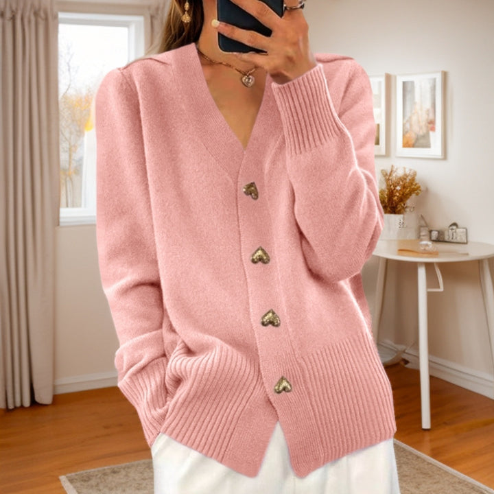 Autumn And Winter New Solid Color Long Sleeve V-neck Knitted Cardigan-Sweaters-Zishirts