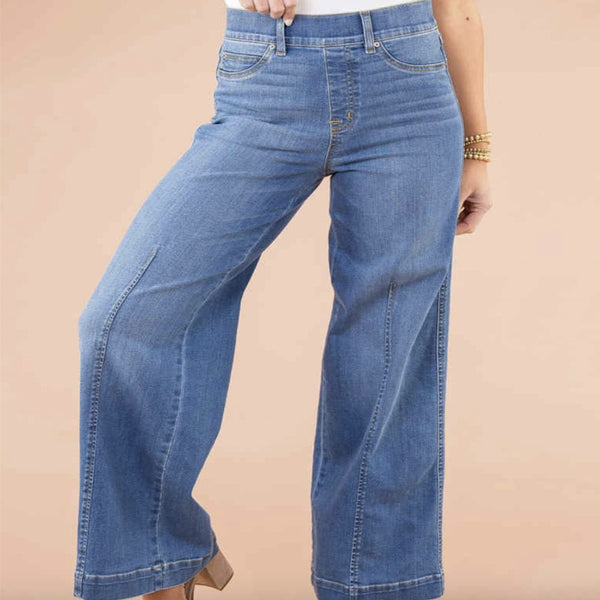 Women's Vintage Fleece-lined Lengthened High Waist Wide Leg Jeans-Womens 2024 March-Zishirts