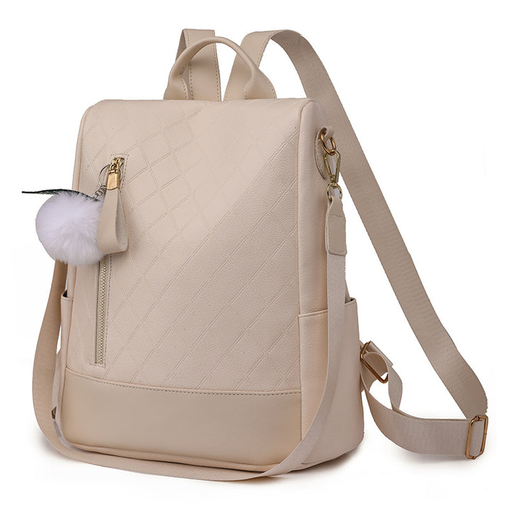 Women's Fashion Soft Leather Preppy Style Backpack-Women's Bags-Zishirts