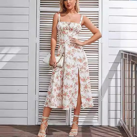 Floral Midi Bohemian Tank Dress-Lady Dresses-Zishirts