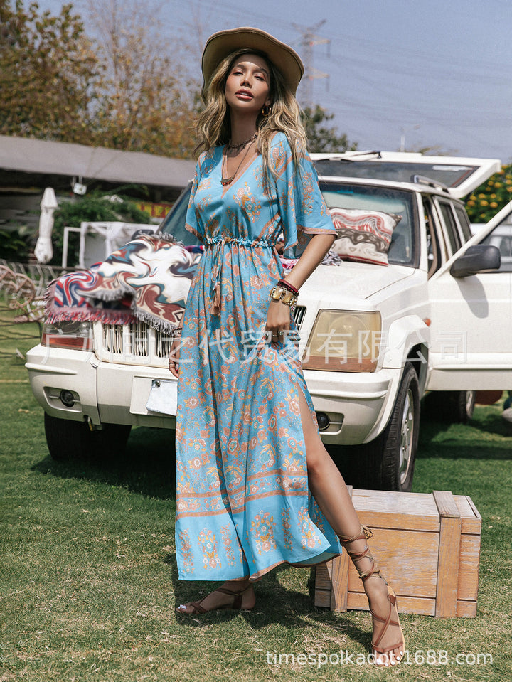 Bohemian Style Printed Long Dress-Lady Dresses-Zishirts