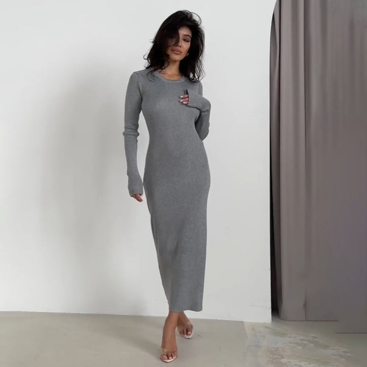 Round Neck Backless Design Sense Tied Dress Tight-Lady Dresses-Zishirts