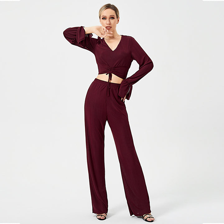 Two Piece Pants Set Long Sleeve Top-Suits & Sets-Zishirts