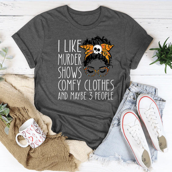 I LIKE MURDER SHOWS Halloween Skull Teenage Leisure T-shirt-Blouses & Shirts-Zishirts