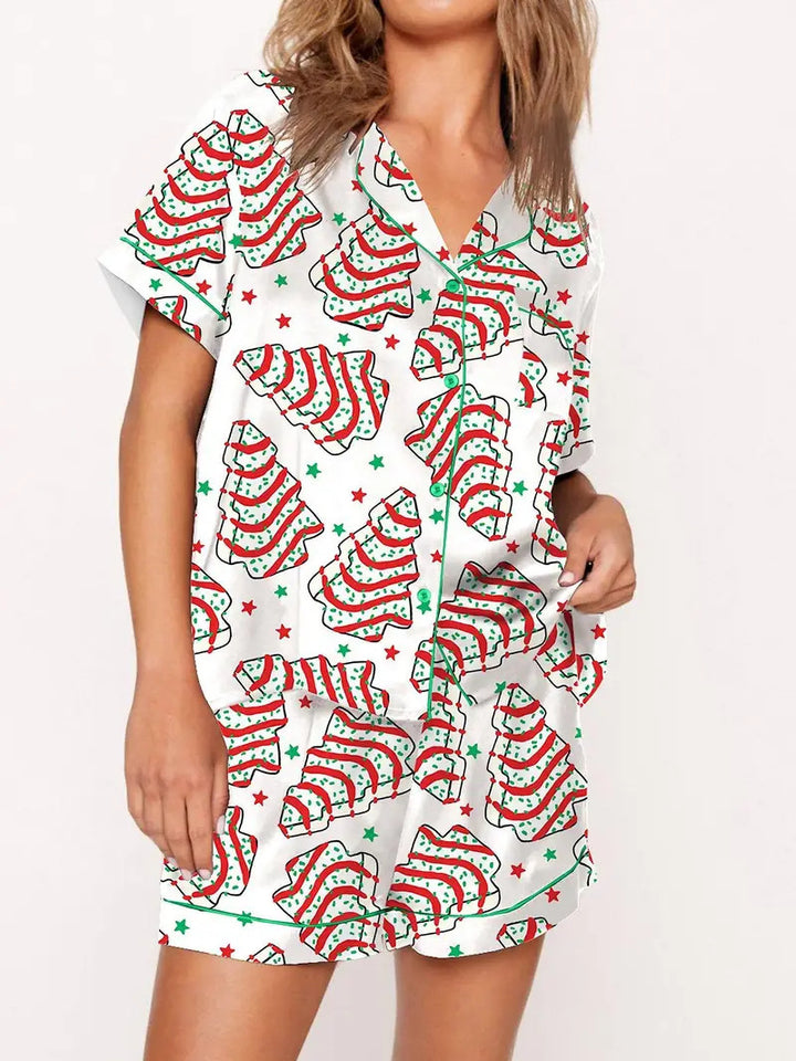 Casual Plus Size Temperament Christmas Tree Printing Suit-Suits & Sets-Zishirts