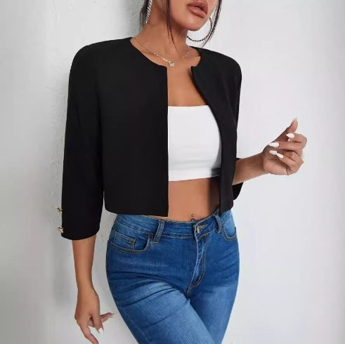 Solid Color Slit Bomber Jacket-Jackets-Zishirts