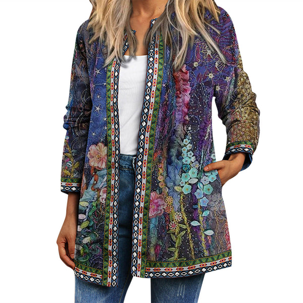 Women's Printed Long-sleeved Coat Cardigan-Women's Outerwear 2023-Zishirts