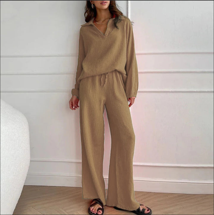 Elegant Women's Casual Top And Trousers Suit-Womens 2024 March-Zishirts