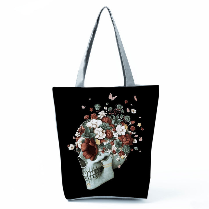 Portable Large Capacity Skull Printed Handbag-Women's Bags-Zishirts