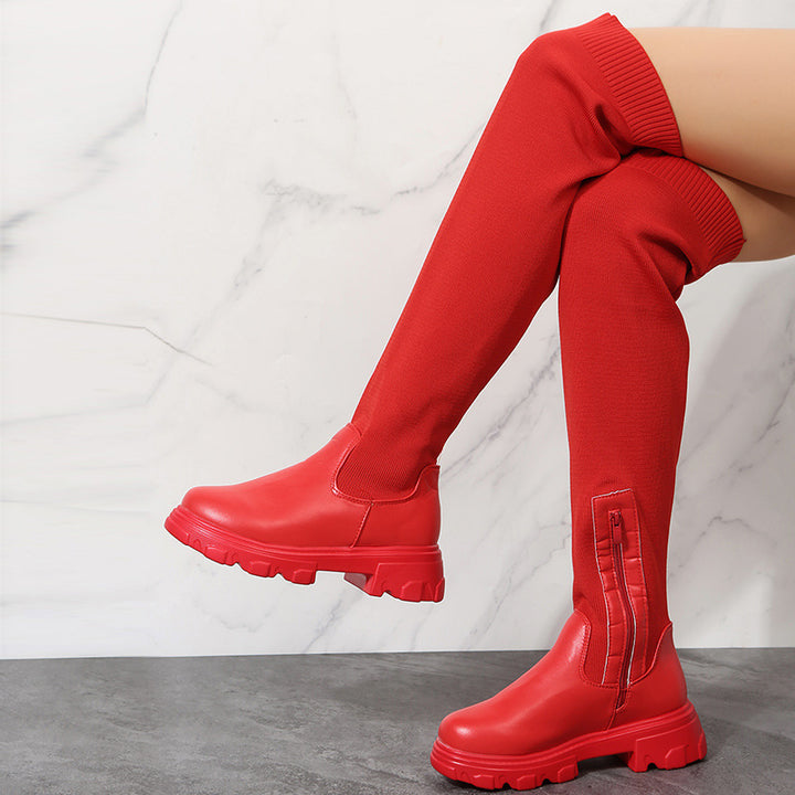 Long Boots Women Winter Shoes Fashion Side Zipper Knee High Boots-4-Zishirts