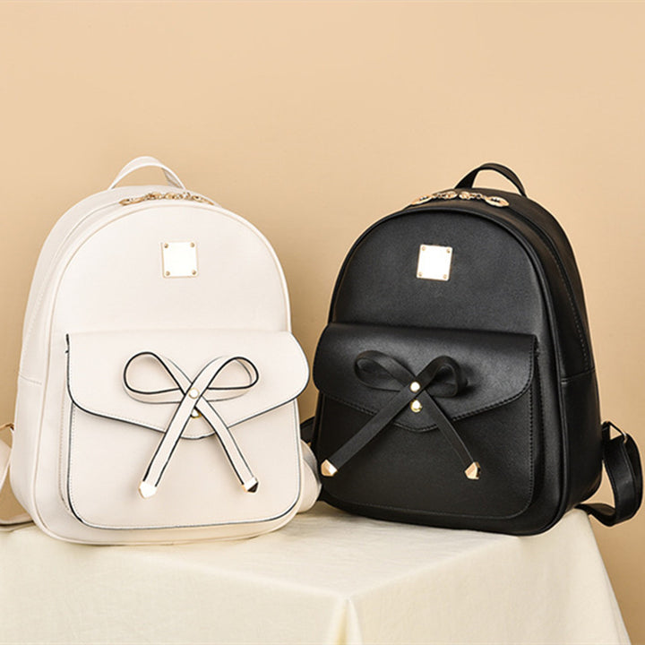 Women's Fashion Simple Large Capacity Korean Style Bow Backpack-Women's Bags-Zishirts