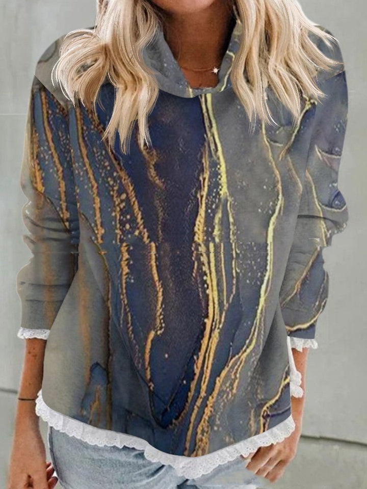 Abstract Printing Hooded Long Sleeve Sweater-Blouses & Shirts-Zishirts