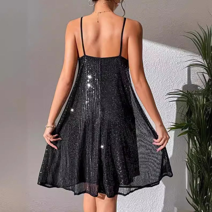 European And American Style Elegant Sequins Dress-Lady Dresses-Zishirts