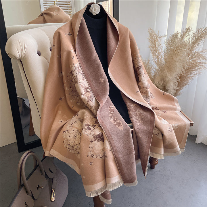 Lady Style Cashmere-like Double-sided Thermal Student Scarf Air Conditioning Shawl-Women's Outerwear 2023-Zishirts