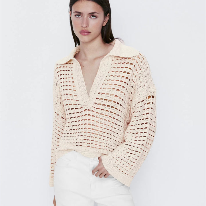 Women's Summer Pastoral Style Knitted Coat Hollow Out Sweater-Sweaters-Zishirts