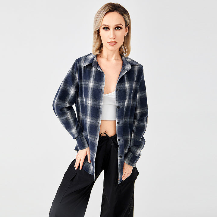 Stylish Plaid Shirt With Everything-Blouses & Shirts-Zishirts