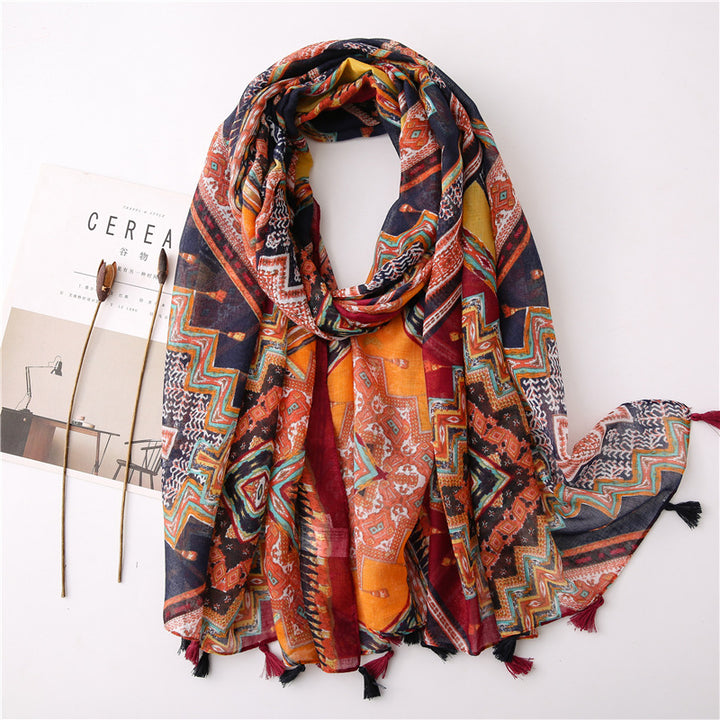 Bohemian Colorful Geometric Diamond Print Scarf-Scarves & Wraps-Zishirts