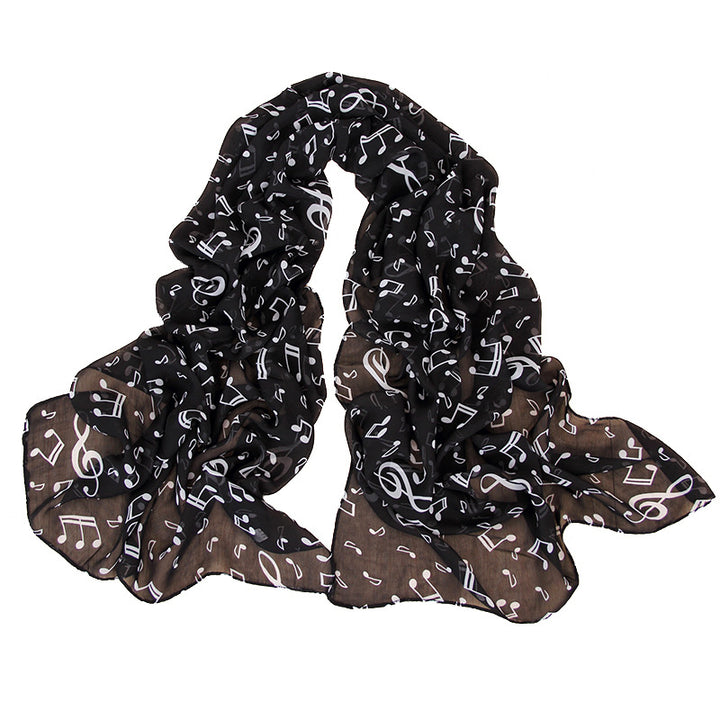 Women's Fashion Casual Note Print Chiffon Silk Scarf-Scarves & Wraps-Zishirts