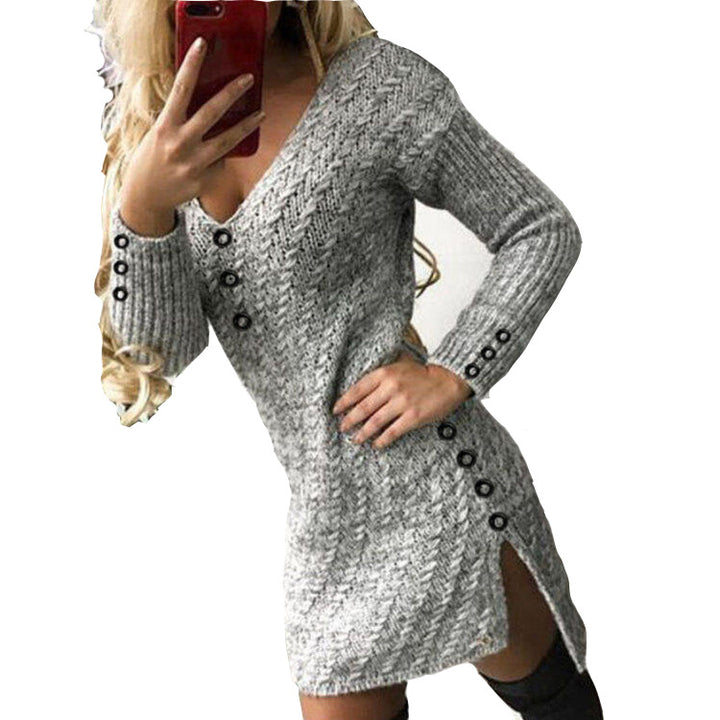 Elegant Slightly Mature Solid Color Mid-length Dress-Women's Outerwear 2023-Zishirts