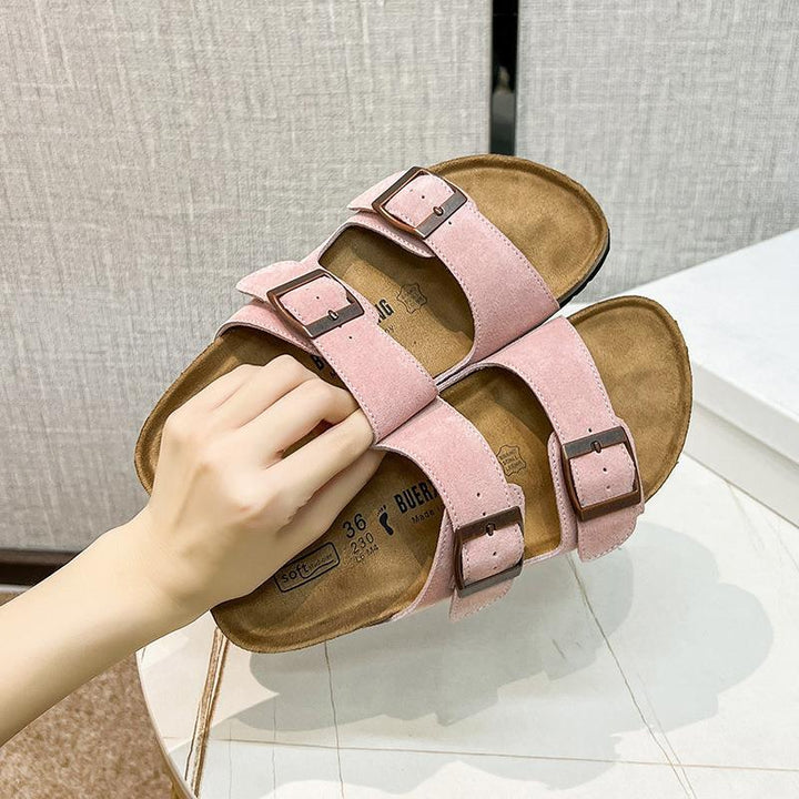 Women's Fashion Retro Buckle Beach Platform Slippers-Womens Footwear-Zishirts