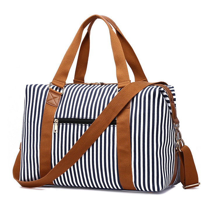 Women's Canvas Striped Travel Bag-Women's Bags-Zishirts