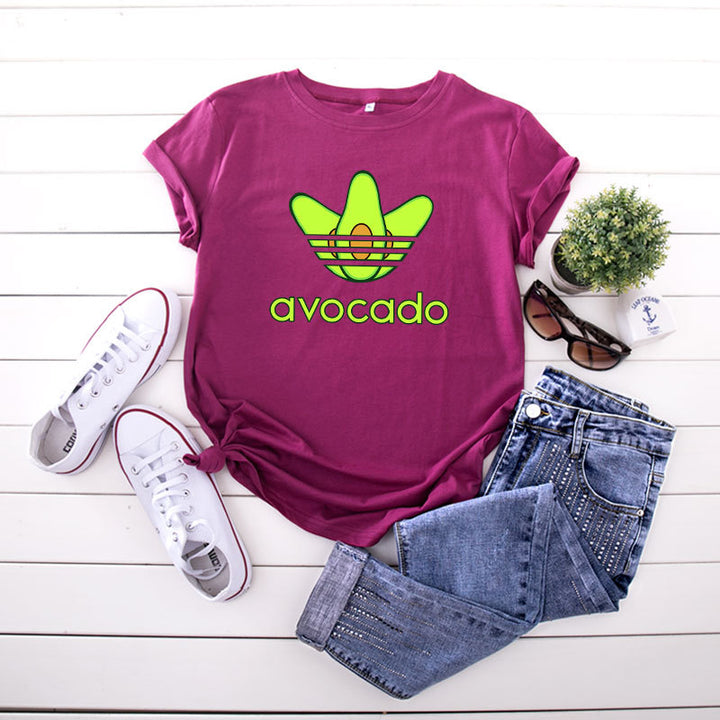 Creative Funny Avocado Casual Short-sleeved Women's T-shirt-Blouses & Shirts-Zishirts