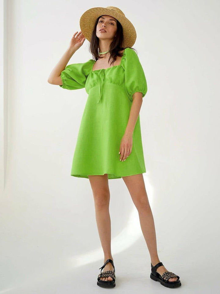 Women's Fashion Casual Cotton Short Sleeve Dress-Lady Dresses-Zishirts