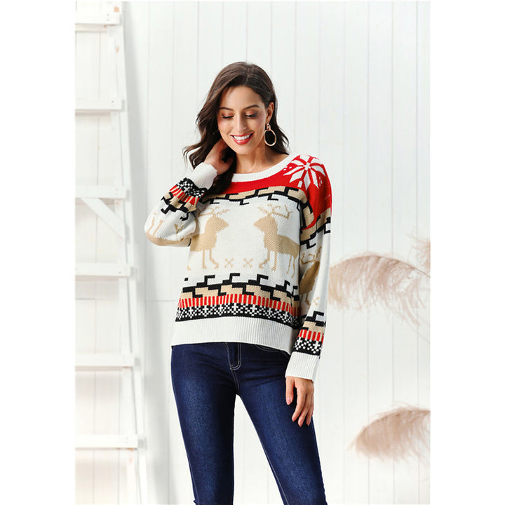 Women's Christmas Crew Neck Pullover Sweater-Sweaters-Zishirts