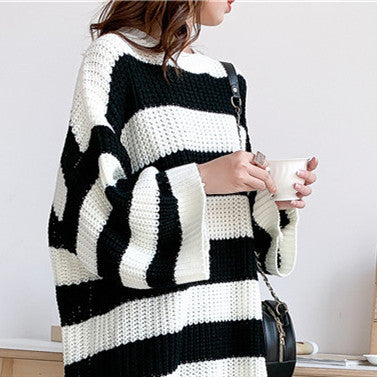 Woolen Skirt Knitwear Loose Striped Long-Womens 2024 March-Zishirts