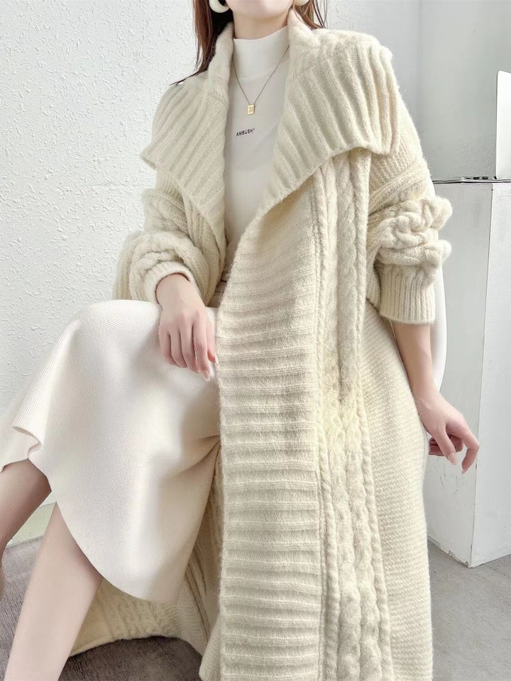 Long Knitted Cardigan Coat Women's Plus Size-Sweaters-Zishirts