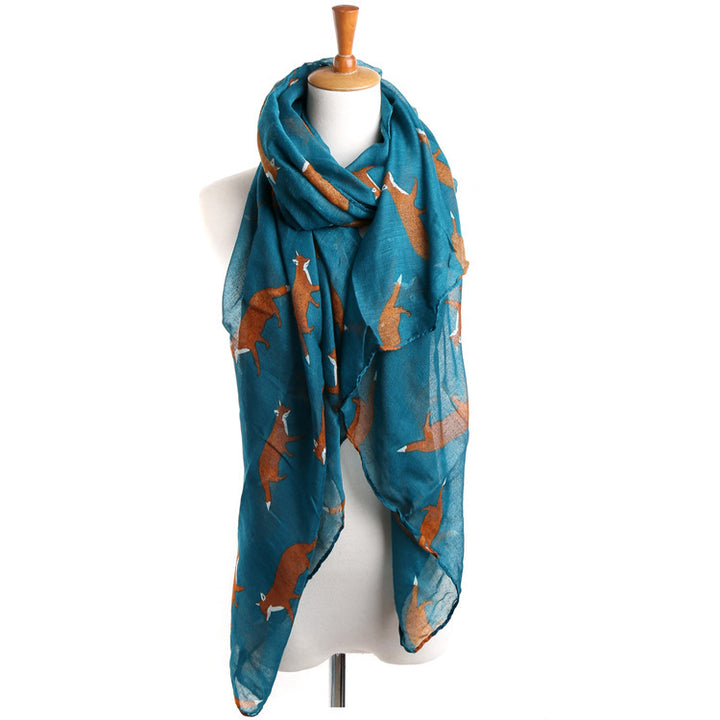 Fall Winter Fashion Korean Style Voile Animal Pattern Fox Scarf-Scarves & Wraps-Zishirts