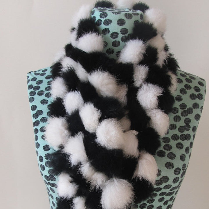 Four-row Ball Rabbit Fur Scarf-Scarves & Wraps-Zishirts