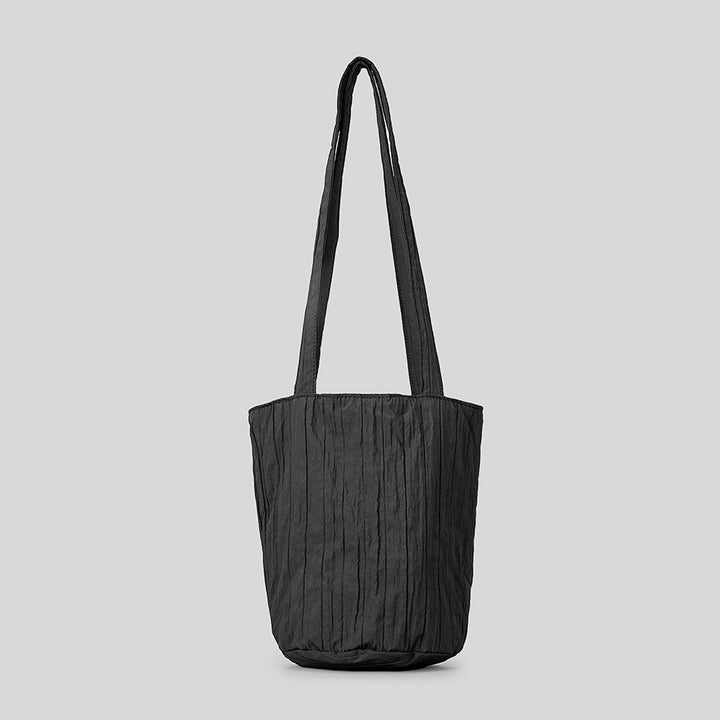 Women's Fashion Simple Vertical Stripes Pleated Bucket Bag-Women's Bags-Zishirts