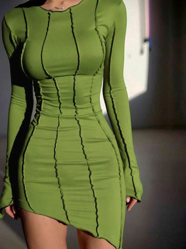 Women's Fashion Slim-fit Turtleneck Solid Color Dress-Lady Dresses-Zishirts