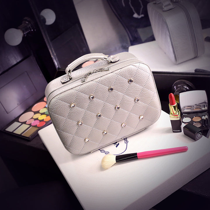 High-end Cosmetic Case With Diamond Cosmetic Bag PU Portable-Women's Bags-Zishirts