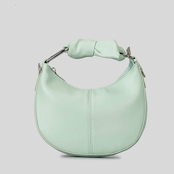 Fashionable Simple Soft Pu Saddle Bag Women's Niche Stitching Knotted Handbag-Women's Bags-Zishirts