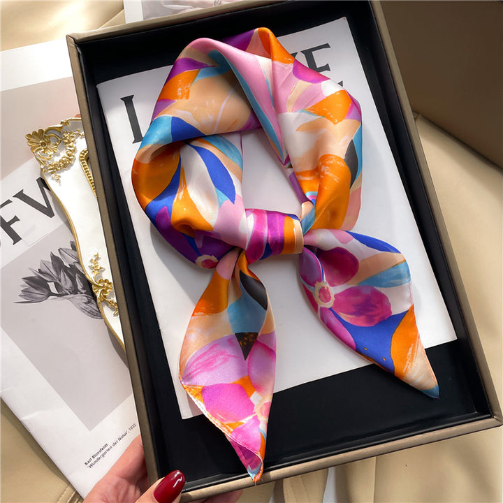 Women's Fashion Graffiti Printing Silk Scarf-Scarves & Wraps-Zishirts