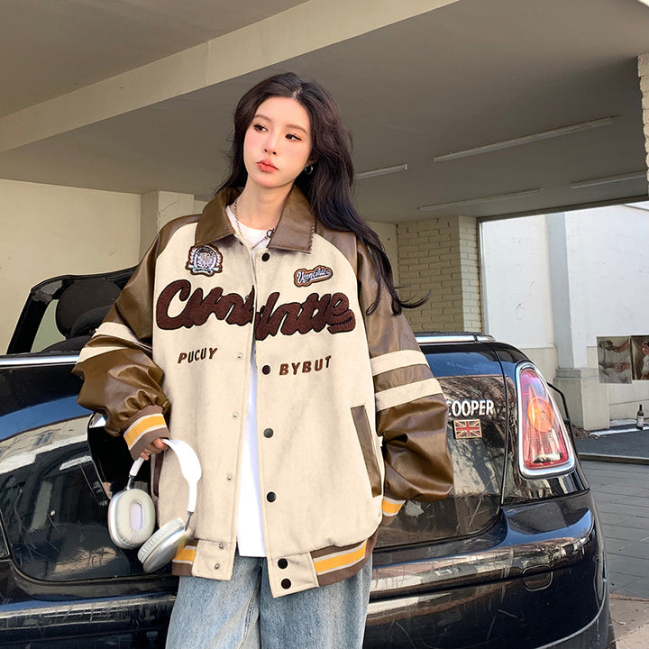 American Baseball Jacket With A Female Design Sense That Is Niche-Women's Outerwear 2023-Zishirts