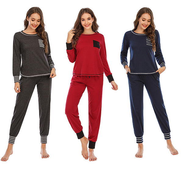 Women's Fashion Casual Home Round Neck Long Sleeve Homewear Suit-Suits & Sets-Zishirts