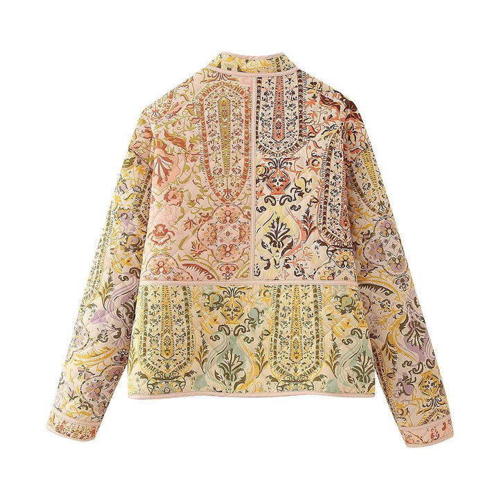 Women's Printed Pocket Cotton-padded Coat-Jackets-Zishirts