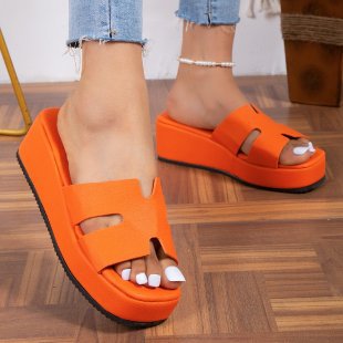 Thick Bottom Square Head Color Slippers Thick Bottom Solid Color Sandals For Women-Womens Footwear-Zishirts