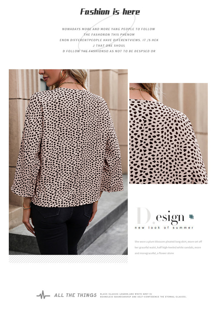 Women's Clothing Leopard-print Long-sleeved Shirt-Blouses & Shirts-Zishirts