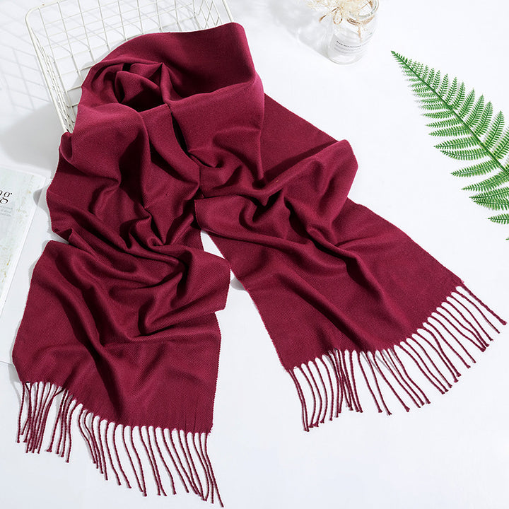 Men's And Women's Fashion Versatile Tassel Solid Color Scarf-Scarves & Wraps-Zishirts