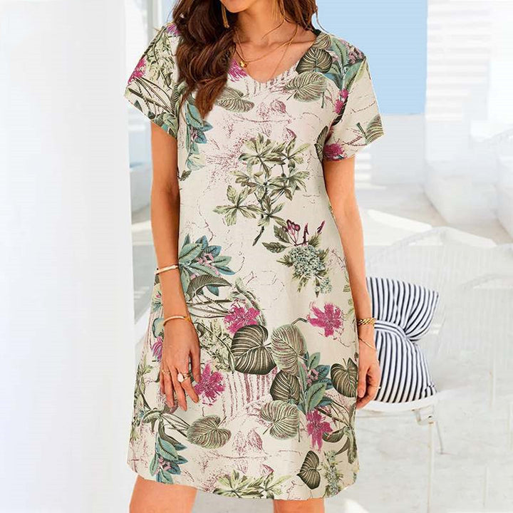 Retro Cotton And Linen Beach Dress Women-Women's Outerwear 2023-Zishirts