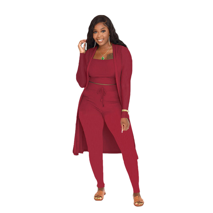 Women's Fashion Solid Color Three-piece Suit-Suits & Sets-Zishirts