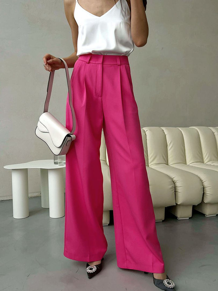 Women's Fashion Casual Solid Color Draped Pants-Suits & Sets-Zishirts