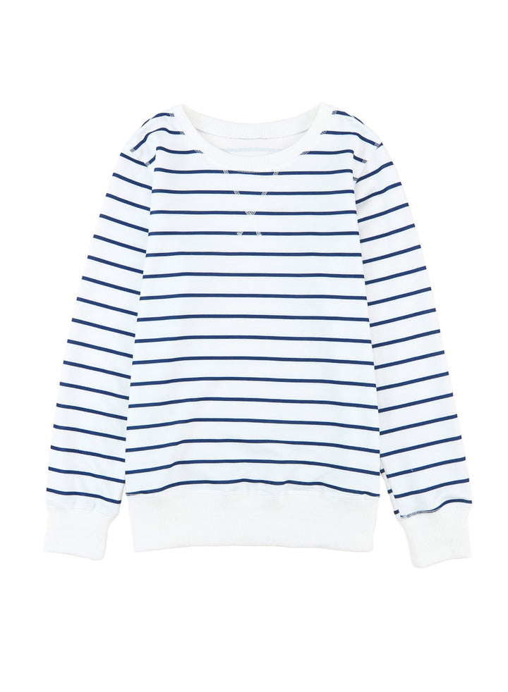 Striped Knitted Long-sleeved Round-neck Pullover-Sweaters-Zishirts