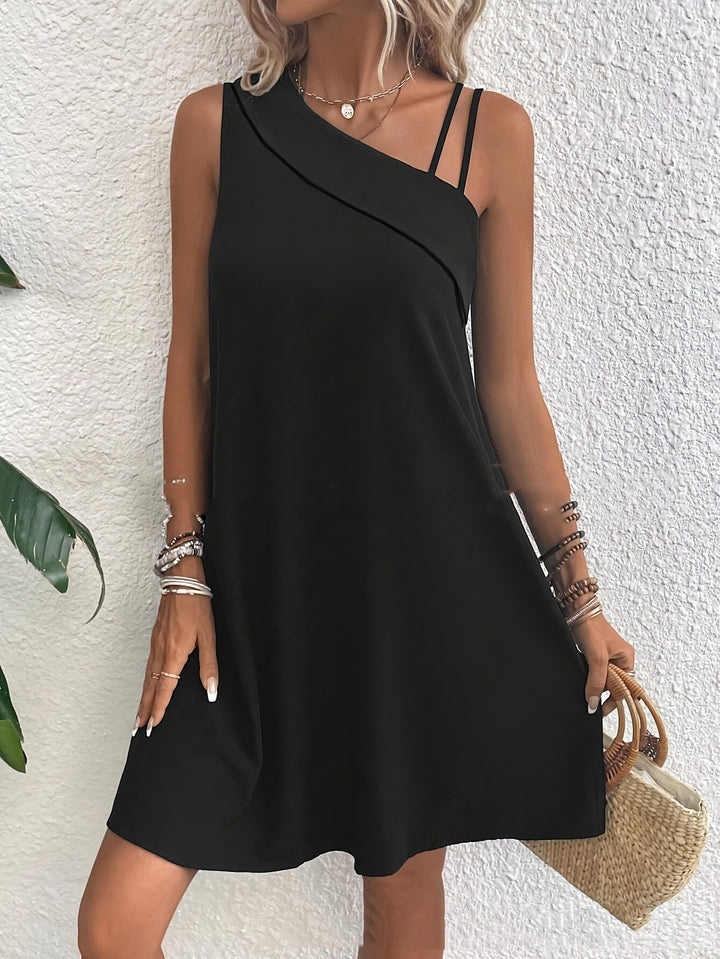 Asymmetric One-shoulder Sleeveless Sling Dress-Lady Dresses-Zishirts